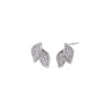 Silver Pave Double Leaf Stud Earring - Adina Eden's Jewels