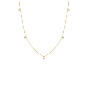 14K Gold Diamond Multi Dangling Bezel Necklace 14K - Adina Eden's Jewels