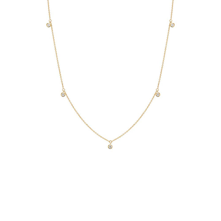 14K Gold Diamond Multi Dangling Bezel Necklace 14K - Adina Eden's Jewels