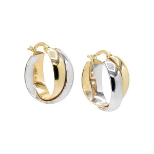 Two-Tone Two Tone Overlapping Tube Hoop Earring 14K - Adina Eden's Jewels