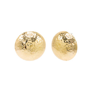 Gold Textured Rounded Dome On The Ear Stud Earring - Adina Eden's Jewels