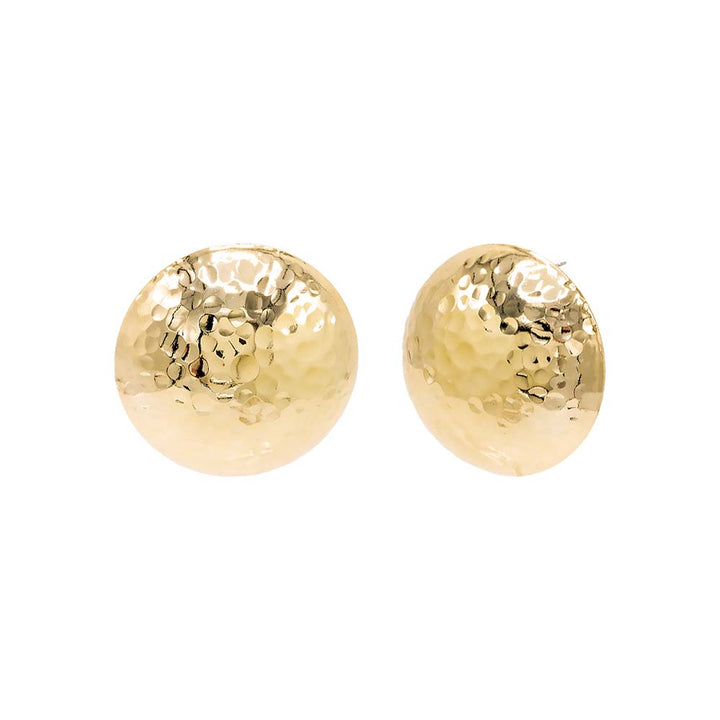 Gold Textured Rounded Dome On The Ear Stud Earring - Adina Eden's Jewels