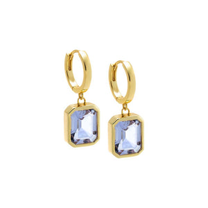 Emerald Cut Colored Drop Huggie Earring