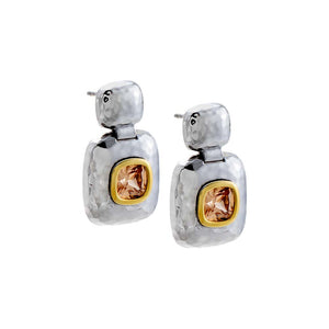 Two-Tone Two-Tone Cushion Frame Drop Earring - Adina Eden's Jewels