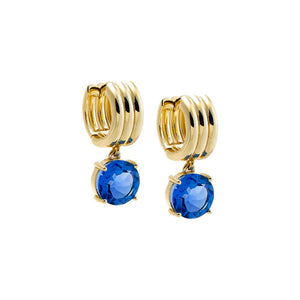 Light Blue Textured Gold Hoop Sapphire CZ Drop Earring - Adina Eden's Jewels