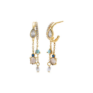 Mixed Stone Turquoise Charm Drop Earring