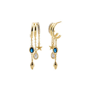 Star Charm Blue Stone Drop Earring