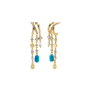 Turquoise Turquoise & Mixed Charm Chain Drop Earring - Adina Eden's Jewels