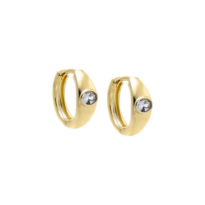 Gold Round Embedded CZ Bezel Huggie Earring - Adina Eden's Jewels