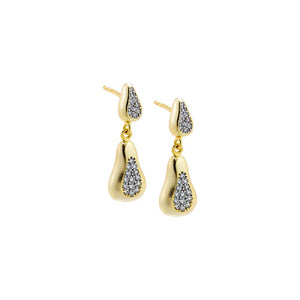 Two-Tone Pave Tow-Tone Pear Shape Drop Stud Earring - Adina Eden's Jewels