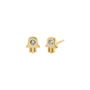 Mini CZ Hamsa Stud Earring