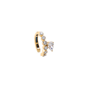 14K Gold Lab Grown Diamond Pear/Round Bezel Accent Ear Cuff 14K - Adina Eden's Jewels