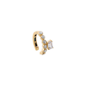 14K Gold Lab Grown Diamond Emerald/Round Bezel Accent Ear Cuff 14K - Adina Eden's Jewels
