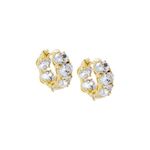 Gold CZ Oval In/Out Huggie Earring - Adina Eden's Jewels