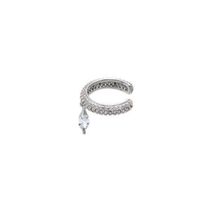 Silver Pave Eternity Floating Marquise Ear Cuff - Adina Eden's Jewels