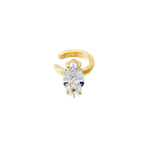 Gold Solid Gold CZ Floating Marquise Ear Cuff - Adina Eden's Jewels