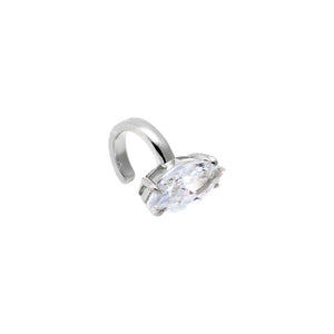 Silver Solid Gold CZ Floating Marquise Ear Cuff - Adina Eden's Jewels