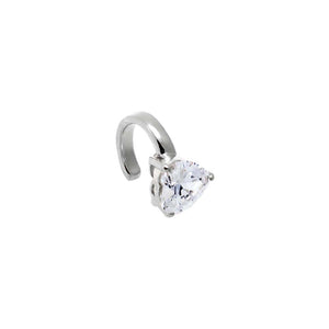 Silver Solid Gold CZ Floating Heart Ear Cuff - Adina Eden's Jewels