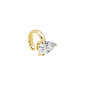 Gold Solid Gold CZ Floating Teardrop Ear Cuff - Adina Eden's Jewels