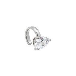 Silver Solid Gold CZ Floating Teardrop Ear Cuff - Adina Eden's Jewels