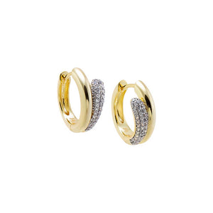 Two-Tone Pave Two-Tone Interlock Huggie Earring - Adina Eden's Jewels