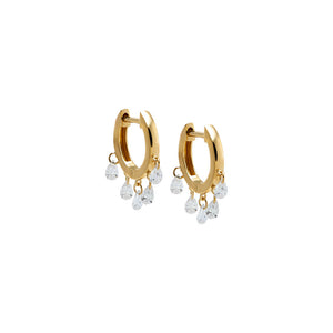 Gold Lab Grown Diamond Pear Shaker Huggie Earring - Adina Eden's Jewels
