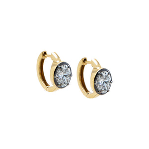 14K Gold Lab Grown Diamond Oval Encased Huggie Earring 14K - Adina Eden's Jewels