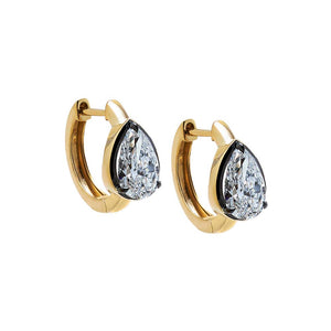 14K Gold / 1.5CT Lab Grown Diamond Pear Encased Huggie Earring 14K - Adina Eden's Jewels