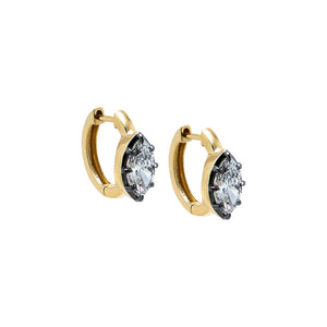 14K Gold / 1.5CT Lab Grown Diamond Marquise Encased Huggie Earring 14K - Adina Eden's Jewels