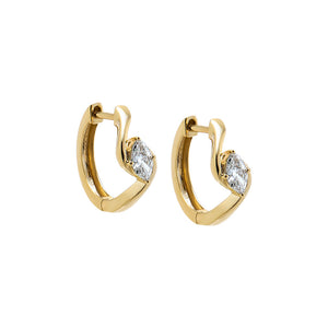 14K Gold Lab Grown Diamond Marquise Twisted Huggie Earring 14K - Adina Eden's Jewels