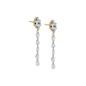14K Gold Lab Grown Diamond Pear/ Mixed Cut Floating Drop Stud Earring 14K - Adina Eden's Jewels