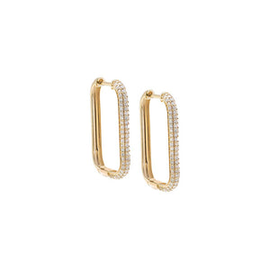 14K Gold Diamond Pave Ushape Huggie Hoop Earring 14K - Adina Eden's Jewels