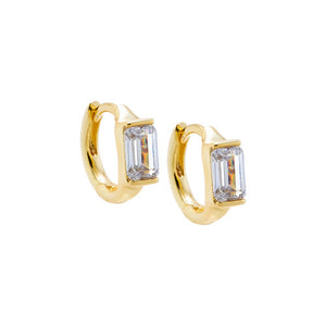 CZ Baguette Embedded Huggie Earring