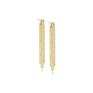 Gold CZ Chain Tassel Stud Earring - Adina Eden's Jewels