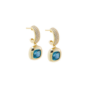 Acquamarine Cushion Cut Drop Earring