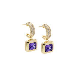 Amethyst Purple Amethyst Emerald Drop Pendant Earring - Adina Eden's Jewels