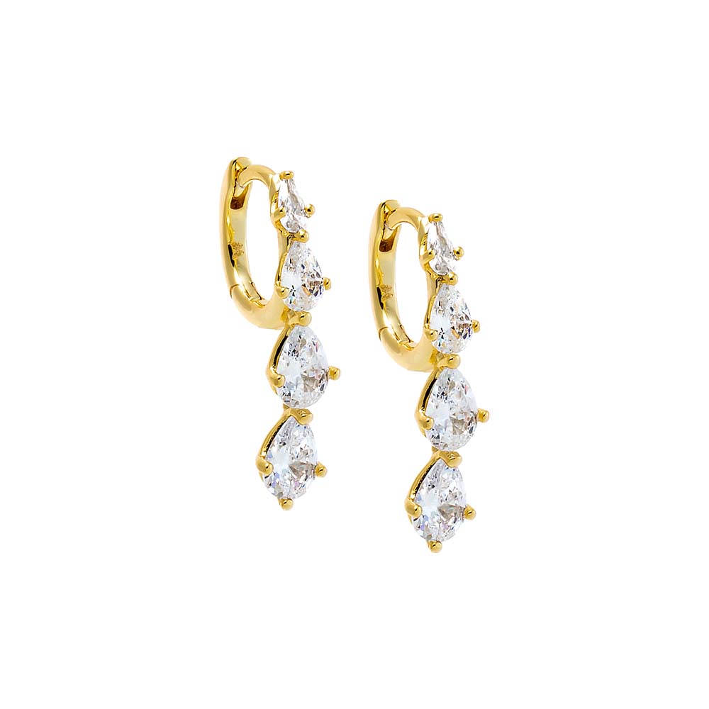 Gold Teardrop CZ Cascade Huggie Earrings - Adina Eden's Jewels