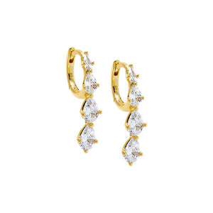 Gold Teardrop CZ Cascade Huggie Earrings - Adina Eden's Jewels