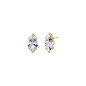 Gold CZ Marquise Stud Earring - Adina Eden's Jewels
