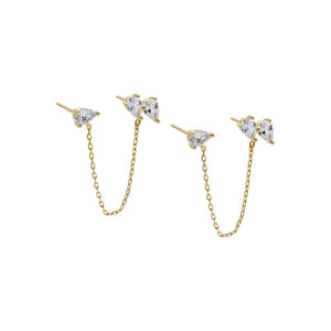 CZ Multi Pear Chain Stud Earring