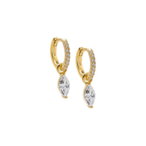 Pave Dangling CZ Marquise Huggie Earring