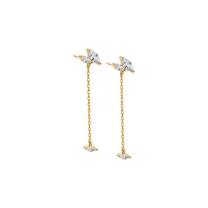 Marquise Cluster Drop Chain Stud Earring