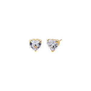 Gold CZ Solitaire Heart Stud Earring - Adina Eden's Jewels