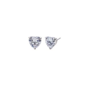 CZ Solitaire Heart Stud Earring