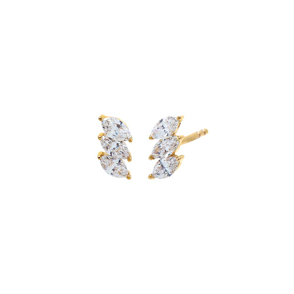 14K Gold Lab Grown Diamond Marquise Ear Climber Earring 14K - Adina Eden's Jewels