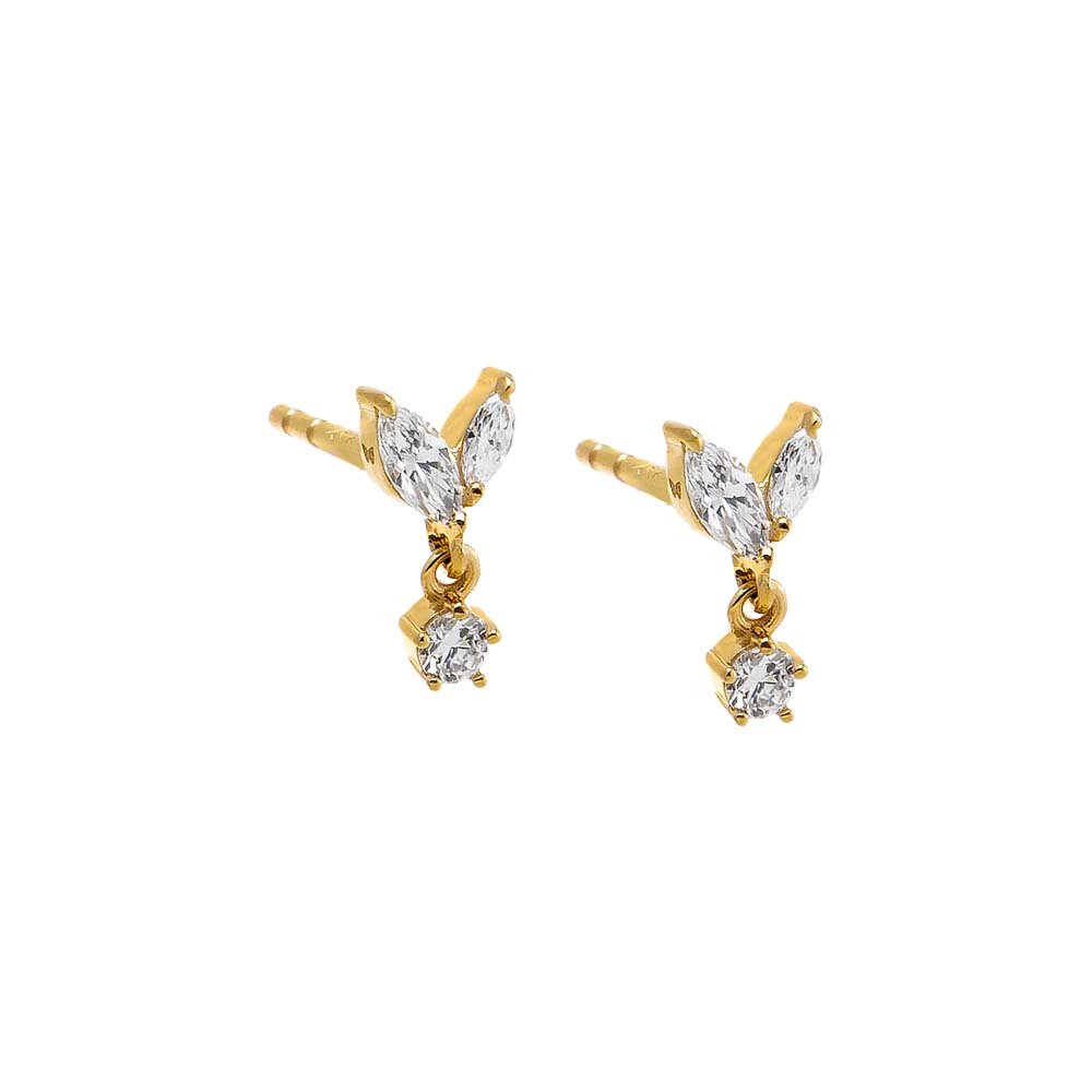 14K Gold Lab Grown Diamond Marquise Wing Drop Stud Earring 14K - Adina Eden's Jewels