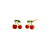 Red Kids Red Enamel Cherry Stud Earrings 14K - Adina Eden's Jewels