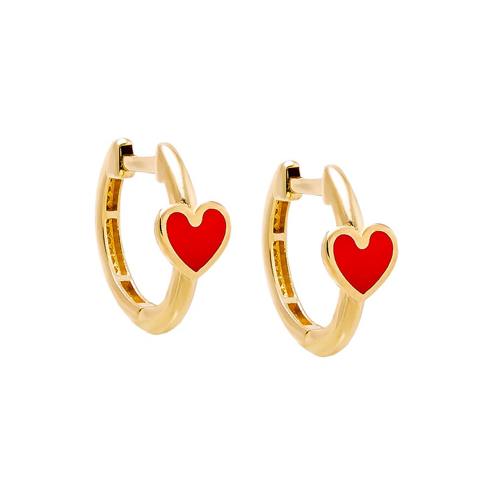 Red Kids Red Heart Huggie Earring 14K - Adina Eden's Jewels