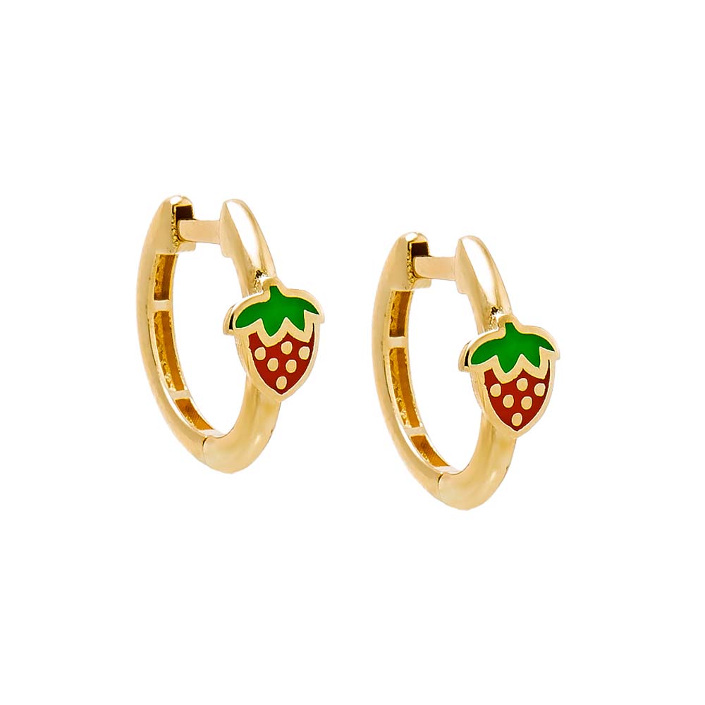 14K Gold Kids Strawberry Huggie Earring 14K - Adina Eden's Jewels