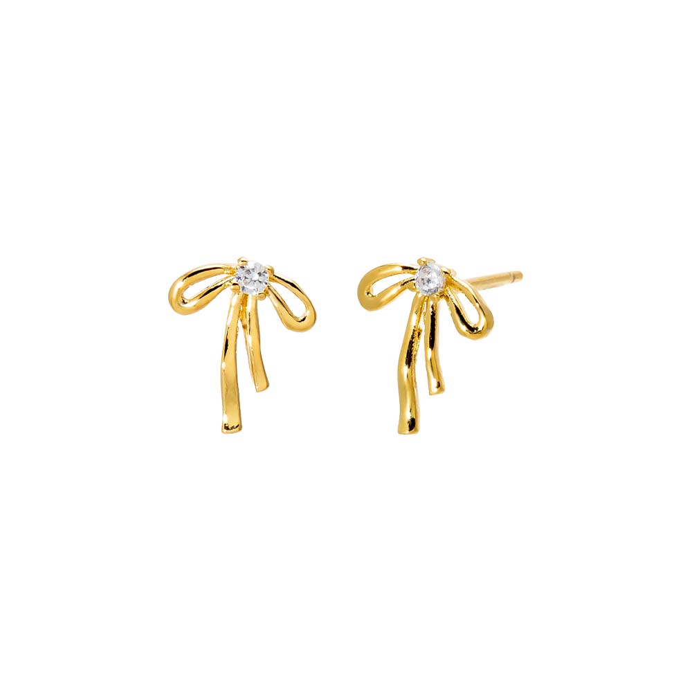 Dainty Bow CZ Stud Earring